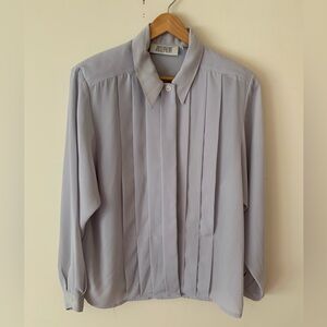 Vantage Josephine Chaus Light Gray Pleated Women's Blouse